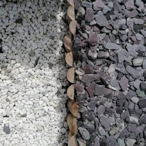 White spar and plum slate decorative chippings