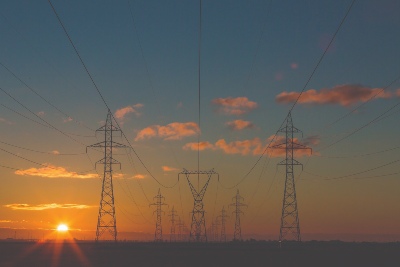 Pylons against a sunset
