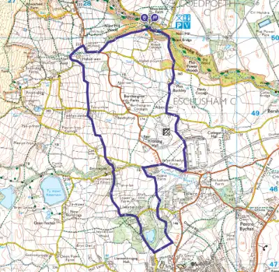 Nant Mill Circular Via Llwyneinion and Bronwylfa Hall