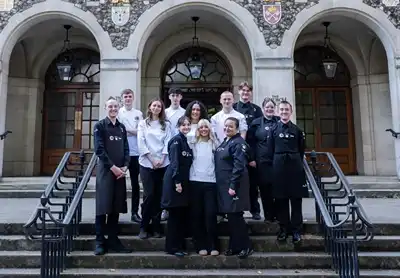 Coleg Cambria and Iâl Restaurant learner Victoria Royer and team