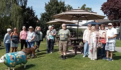 A group of North Wales & Chester Oddfellows setting off on a walk across the Chirk Aqueduct.
