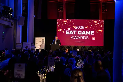 Presenter at the 2026 Eat Game Awards in London