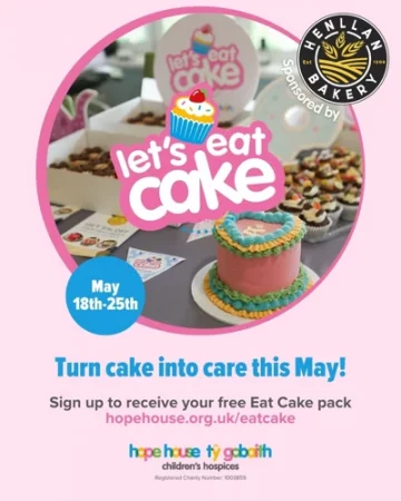 Hope House and Marie Curie Launch Community Campaigns Across Wales - Hope House Let's Eat Cake social media post