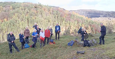 A group of ramblers on a hillside