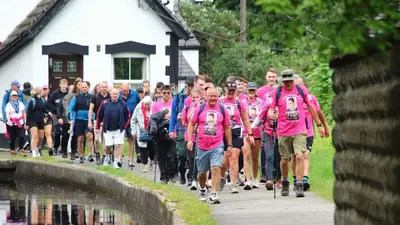 Participants on the Sarah Bather memorial canal walk - Leeds to Llangollen Walk Raises Thousands in Memory of Sarah Bather