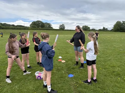 Rounders training at Ysgol Rhiwabon - Live at Llangollen Pavilion: Stars Join Tom Grennan & Rhiwabon Sports