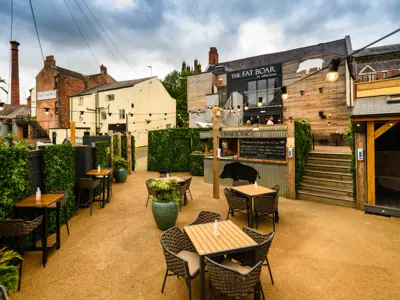The back yard at the Fat Boar, Wrexham