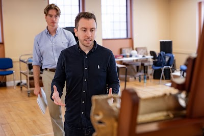 Director Seán Aydon and actor Jack Crumlin in rehearsal for The Picture of Dorian Gray at Theatr Clwyd