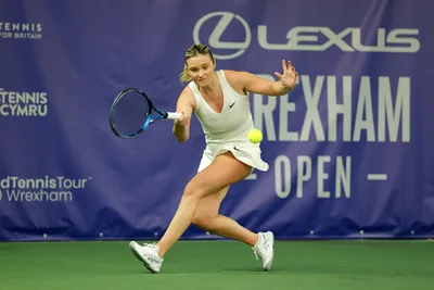 Megan Davies in Qualifying at the Lexus Wrexham Open - Hannah Klugman Crowned Champion as Lexus Wrexham Open Serves Up a Week to Remember Wrexham-born Megan Davies stretching for a forehand during her qualifying match at Wrexham Tennis and Padel Centre